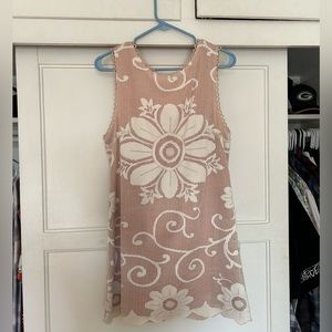 Free People Orange / cream lace mini dress size 10